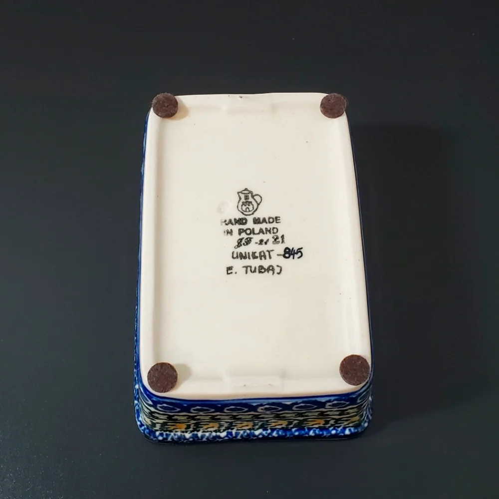 Ceramica Artystyczna Unikat Polish Pottery Covered Butter Box
